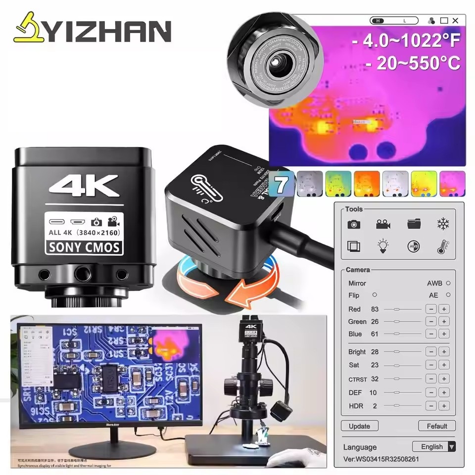 Electronics Repair Tools - YIZHAN Wärmebildkamera 256*192 Pixel 4K Elektronik-Löt-Mikroskopkamera